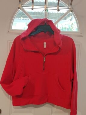 Pink Half-Zip Cropped Hooded Sweatshirt Size Large